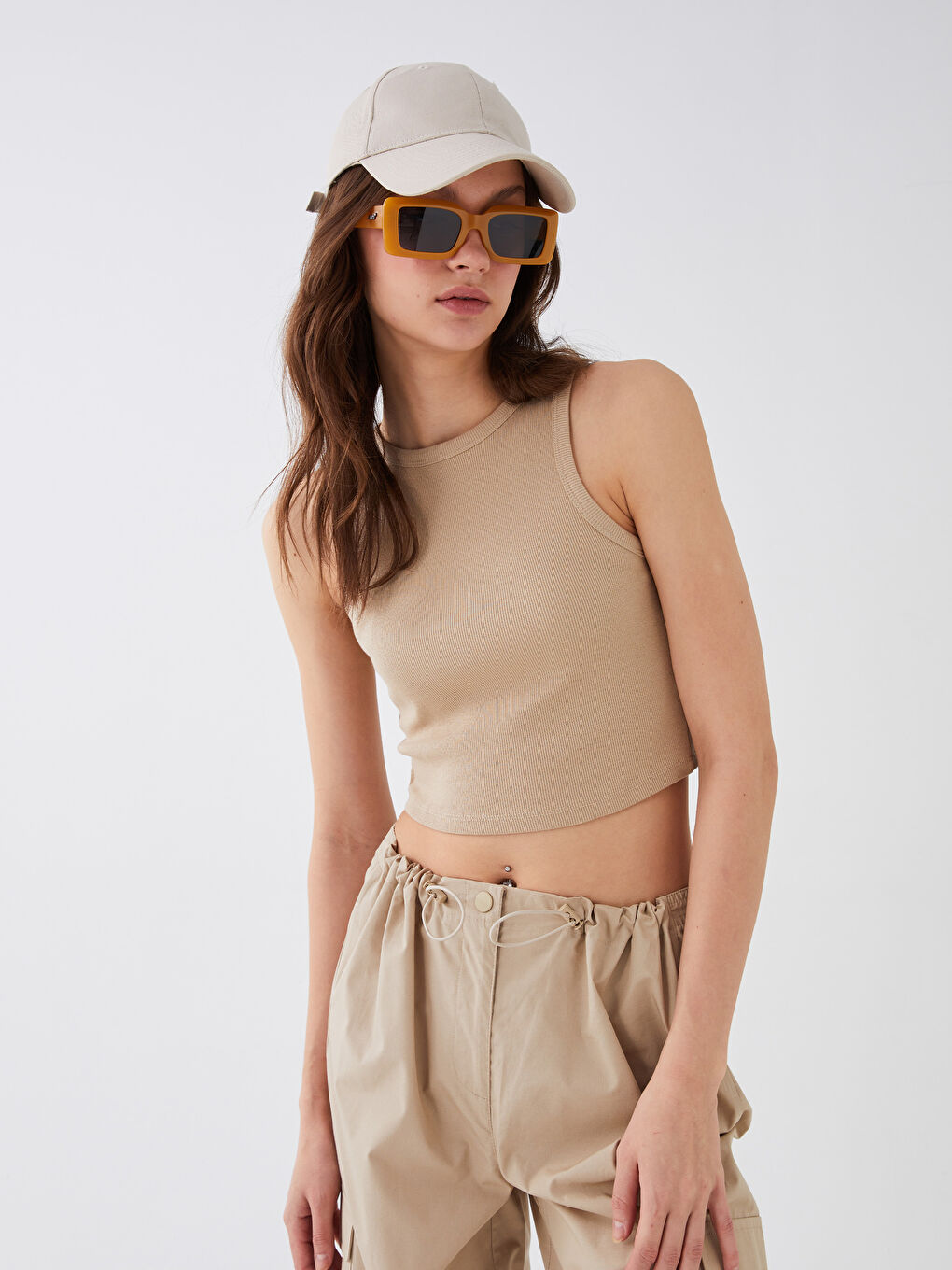 LCW Vision Women's Crew Neck Plain Crop Top -S3GA20Z8-KPL