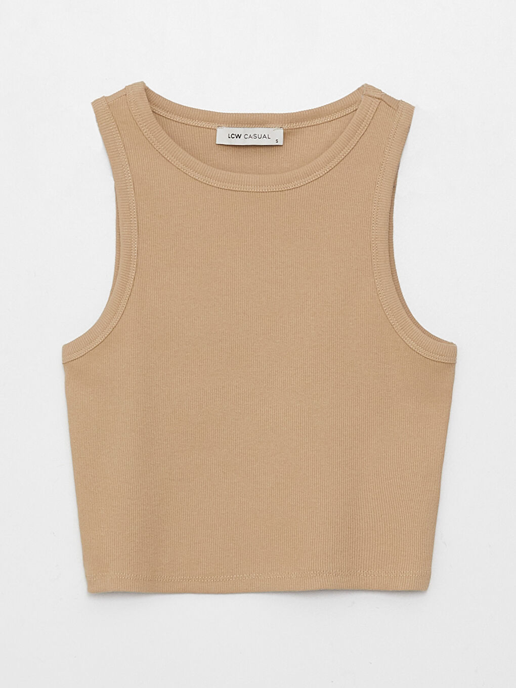 LCW Vision Women's Crew Neck Plain Crop Top -S3GA20Z8-KPL