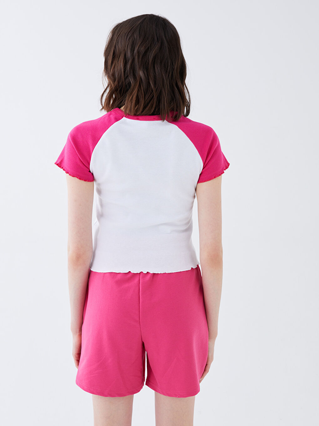 Crew Neck Printed Short Sleeve Women's Crop Top-4