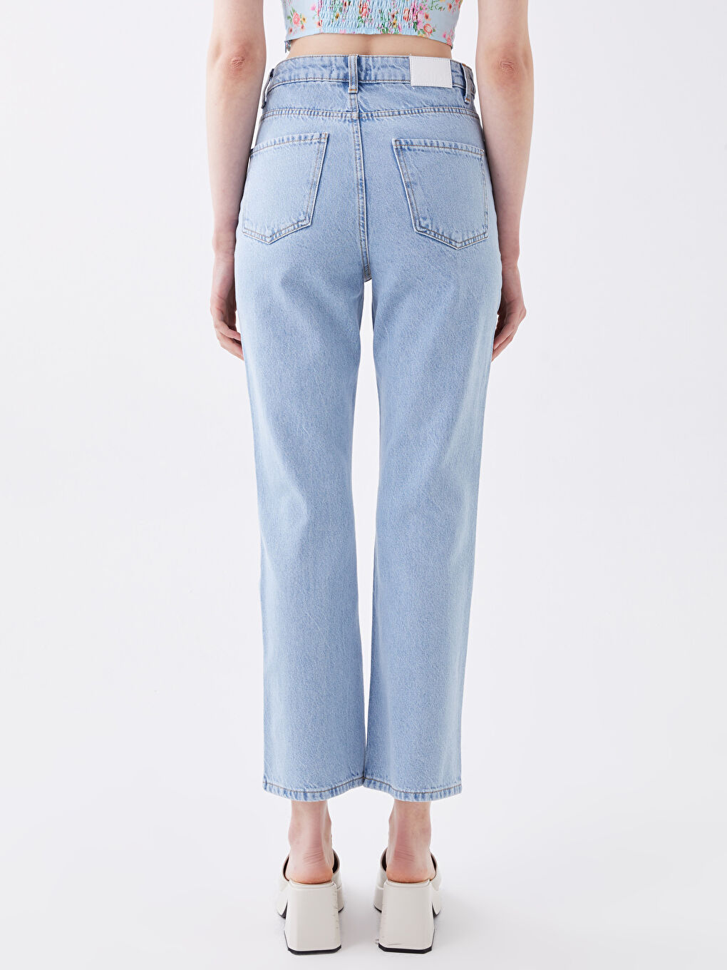 Mavi Yüksek Bel Straight Fit Kadın Jean Pantolon-4