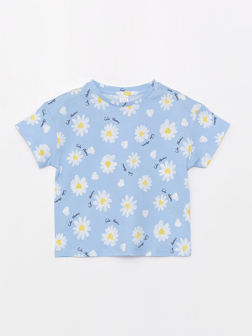 Crew Neck Short Sleeve Patterned Baby Girl T-Shirt-3
