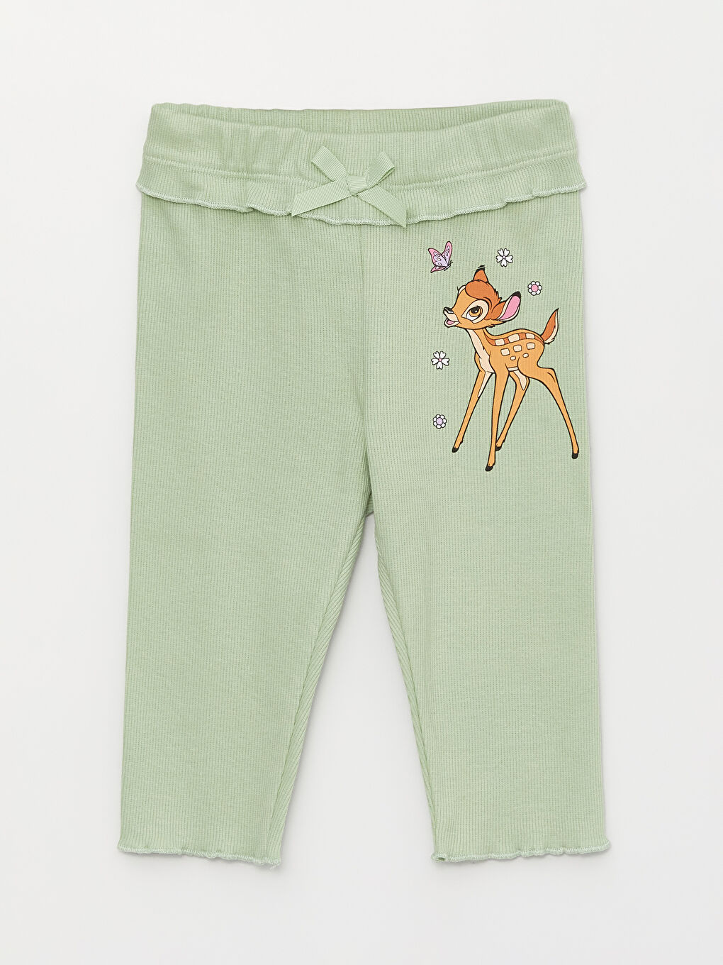 Ekru Bisiklet Yaka Kısa Kollu Baskılı Kız Bebek Tişört ve Tayt 2'li Takım-2