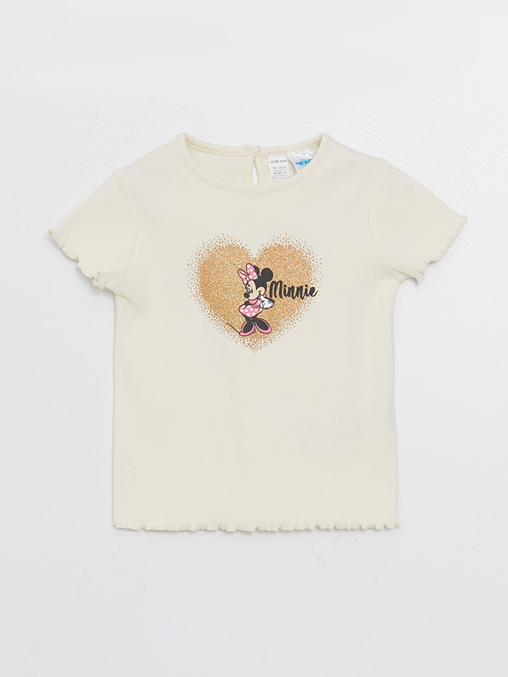 Crew Neck Short Sleeve Minnie Mouse Printed Baby Girls' T-Shirt