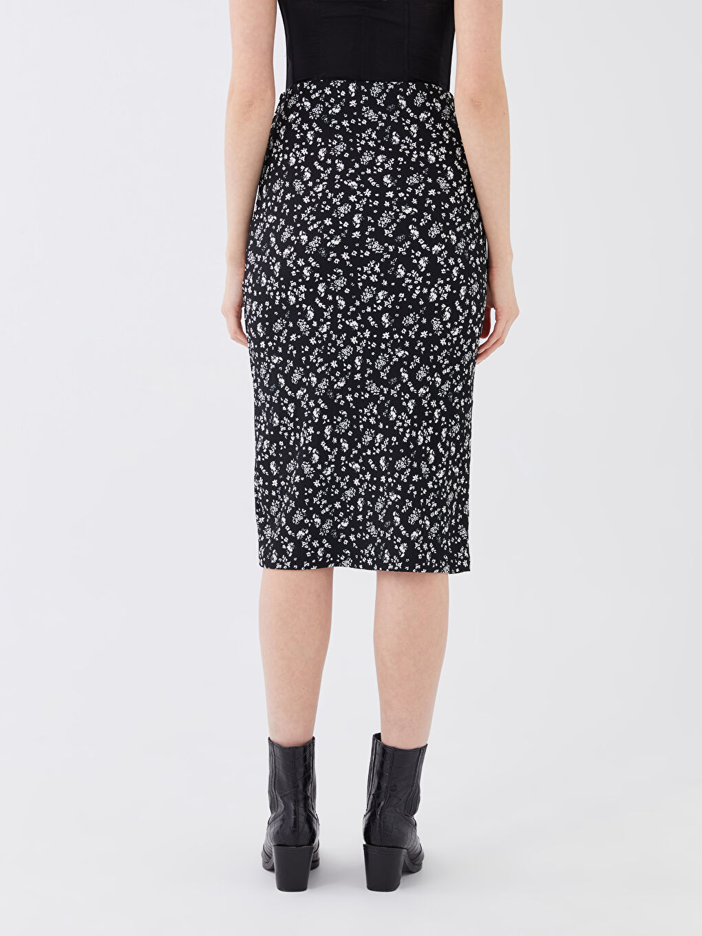 Elasticated Waist Patterned Women's Pencil Skirt -S3GA66Z8-LQJ