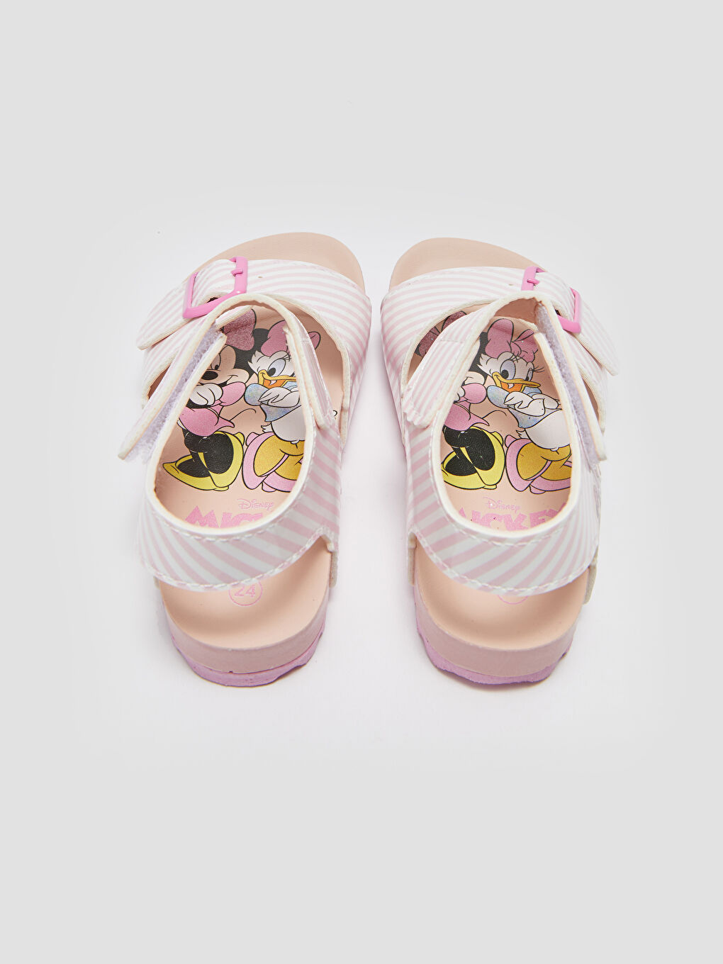 Pembe Minnie Mouse ve Arkadaşları Baskılı Cırt Cırtlı Kız Bebek Sandalet-2