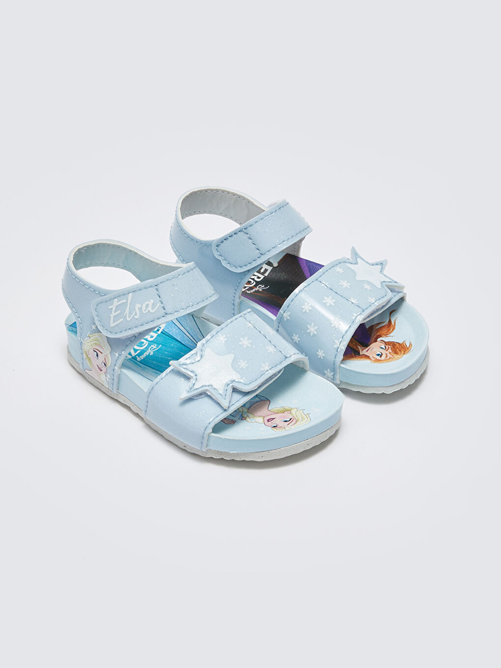Mavi Frozen Baskılı Cırt Cırtlı Kız Bebek Sandalet