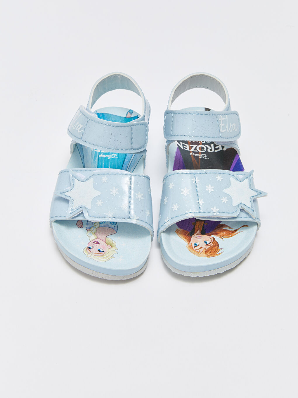 Mavi Frozen Baskılı Cırt Cırtlı Kız Bebek Sandalet-2