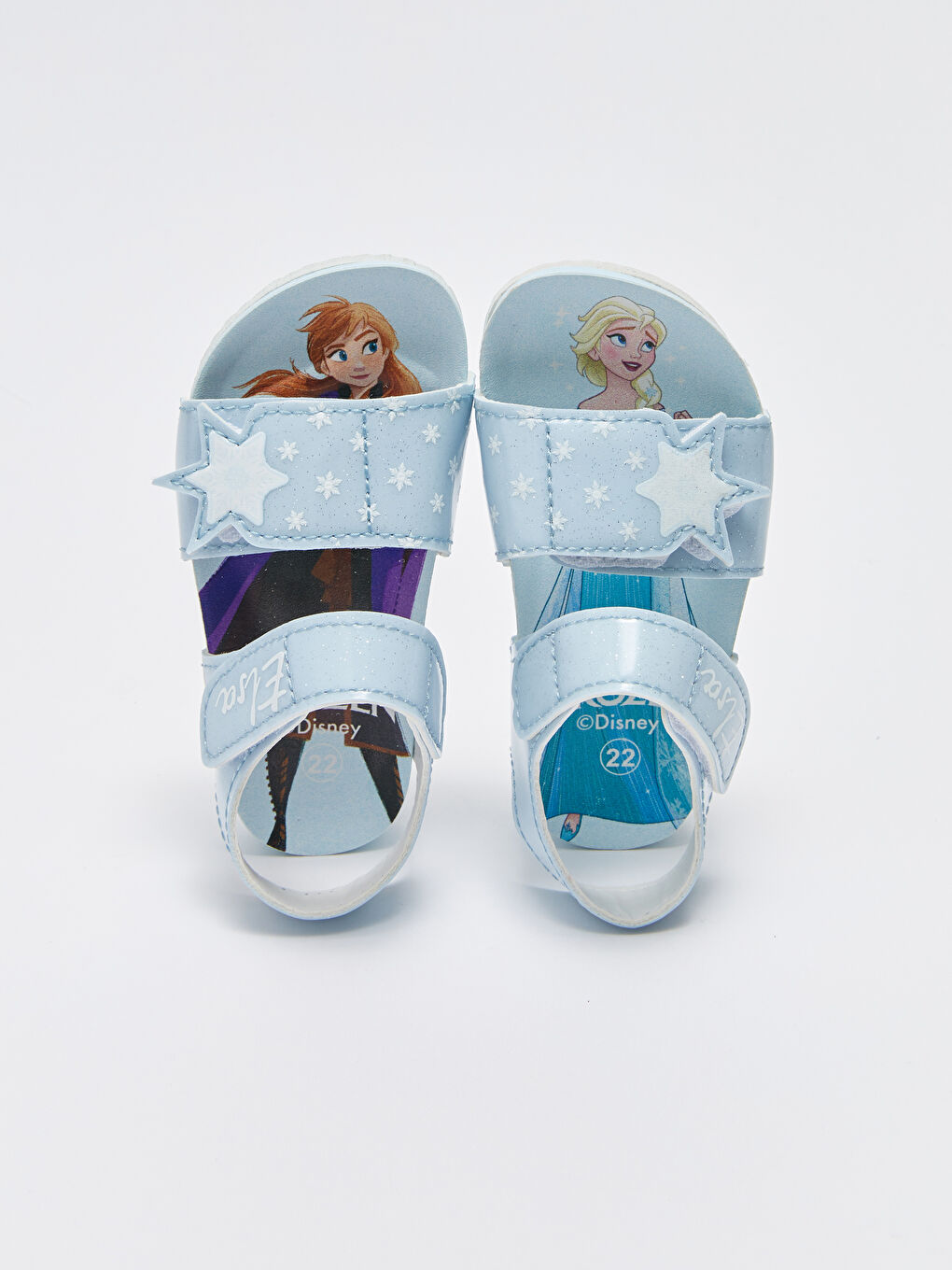 Mavi Frozen Baskılı Cırt Cırtlı Kız Bebek Sandalet-4
