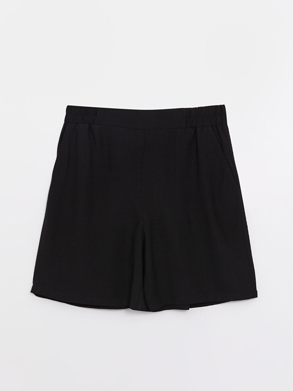 Siyah Kadın Beli Lastikli Düz Şort-5