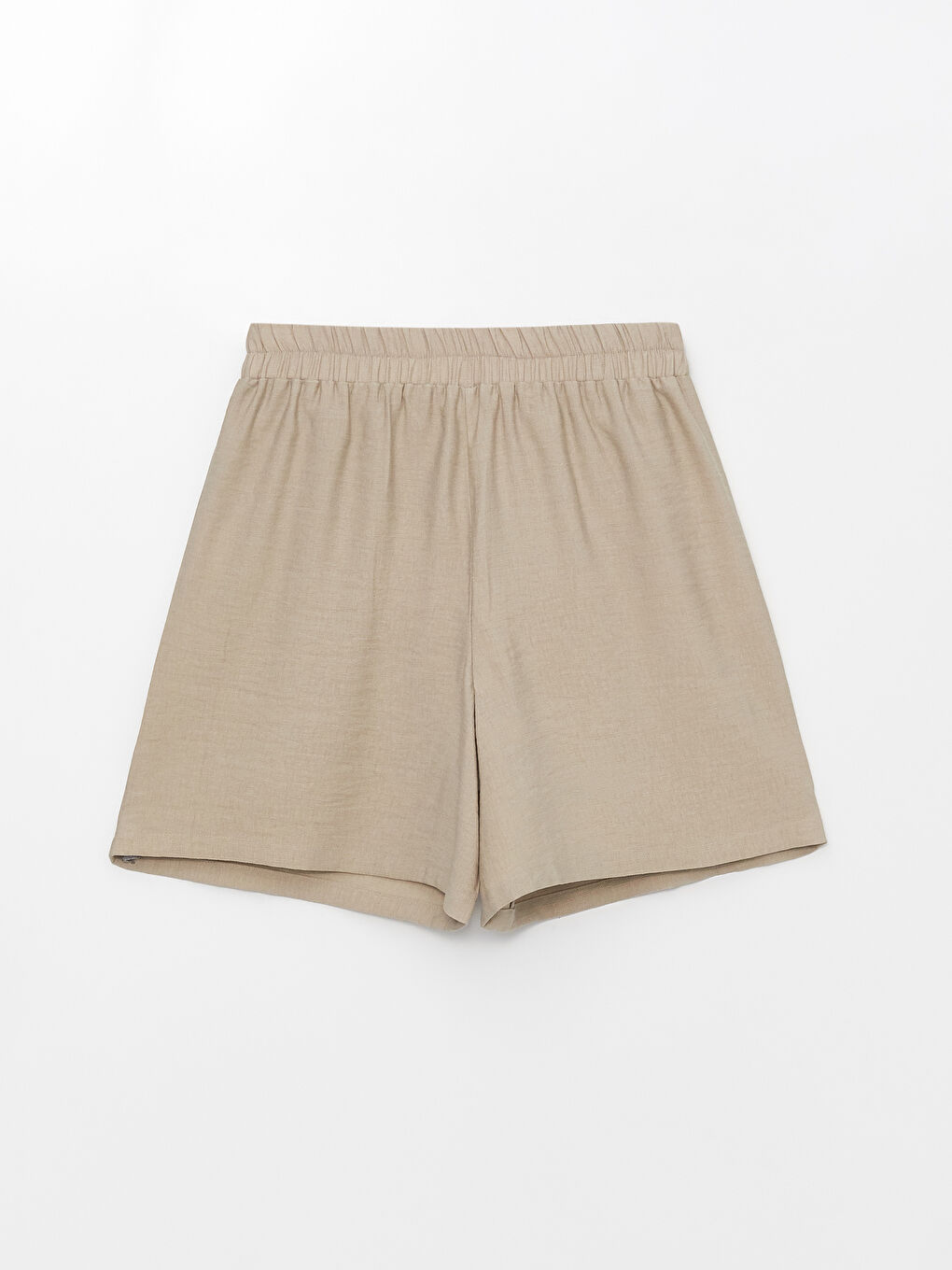 Bej Kadın Beli Lastikli Düz Şort-6
