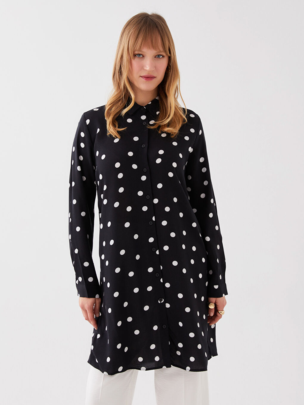 Polka Dot Long Sleeve Women's Shirt Tunic