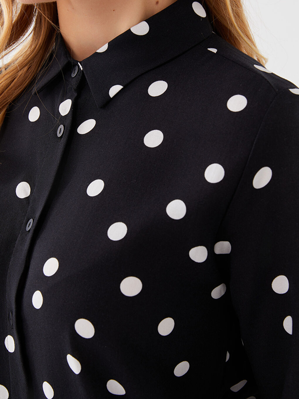 Polka Dot Long Sleeve Women's Shirt Tunic-3