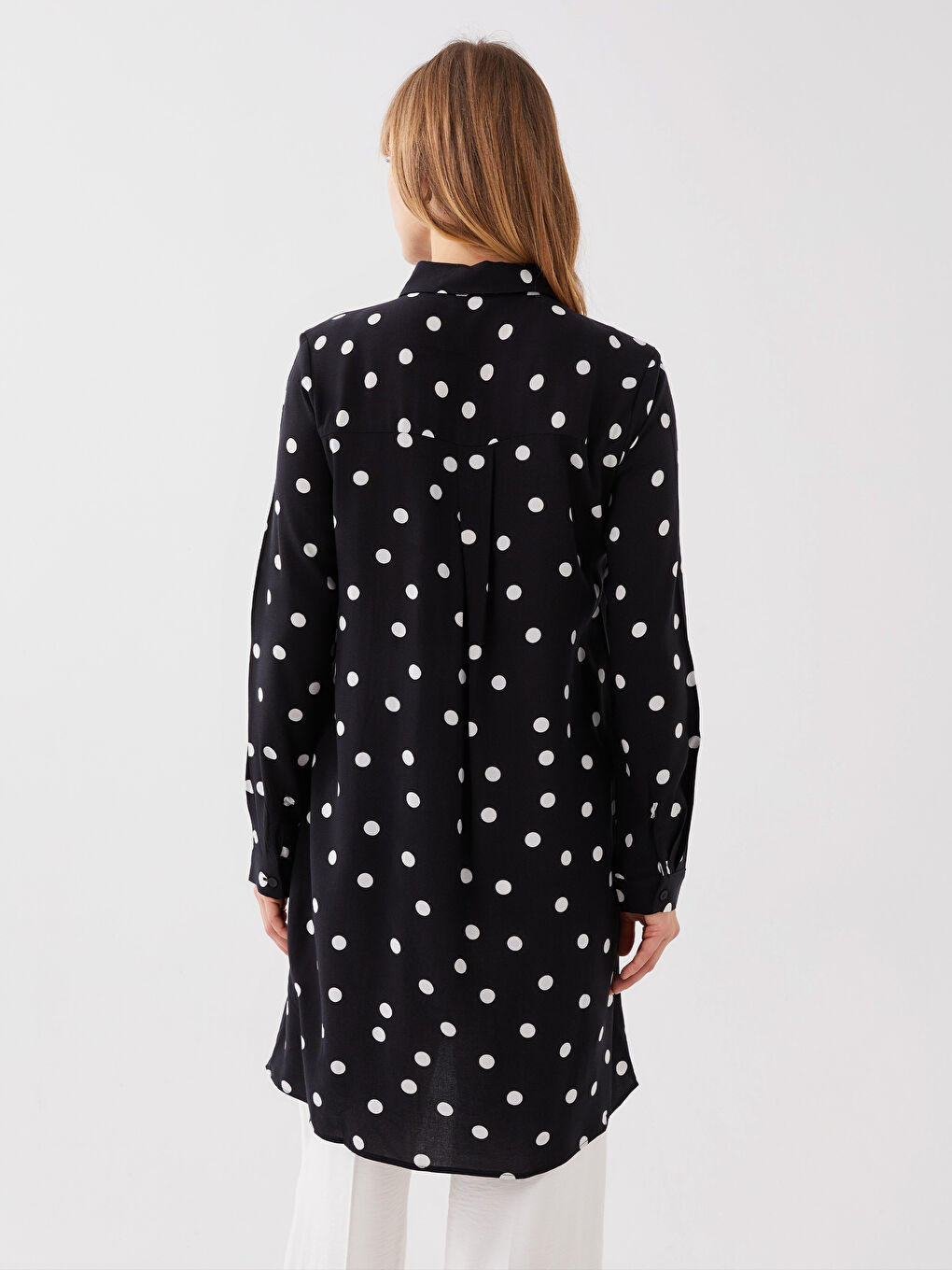 Polka Dot Long Sleeve Women's Shirt Tunic-4
