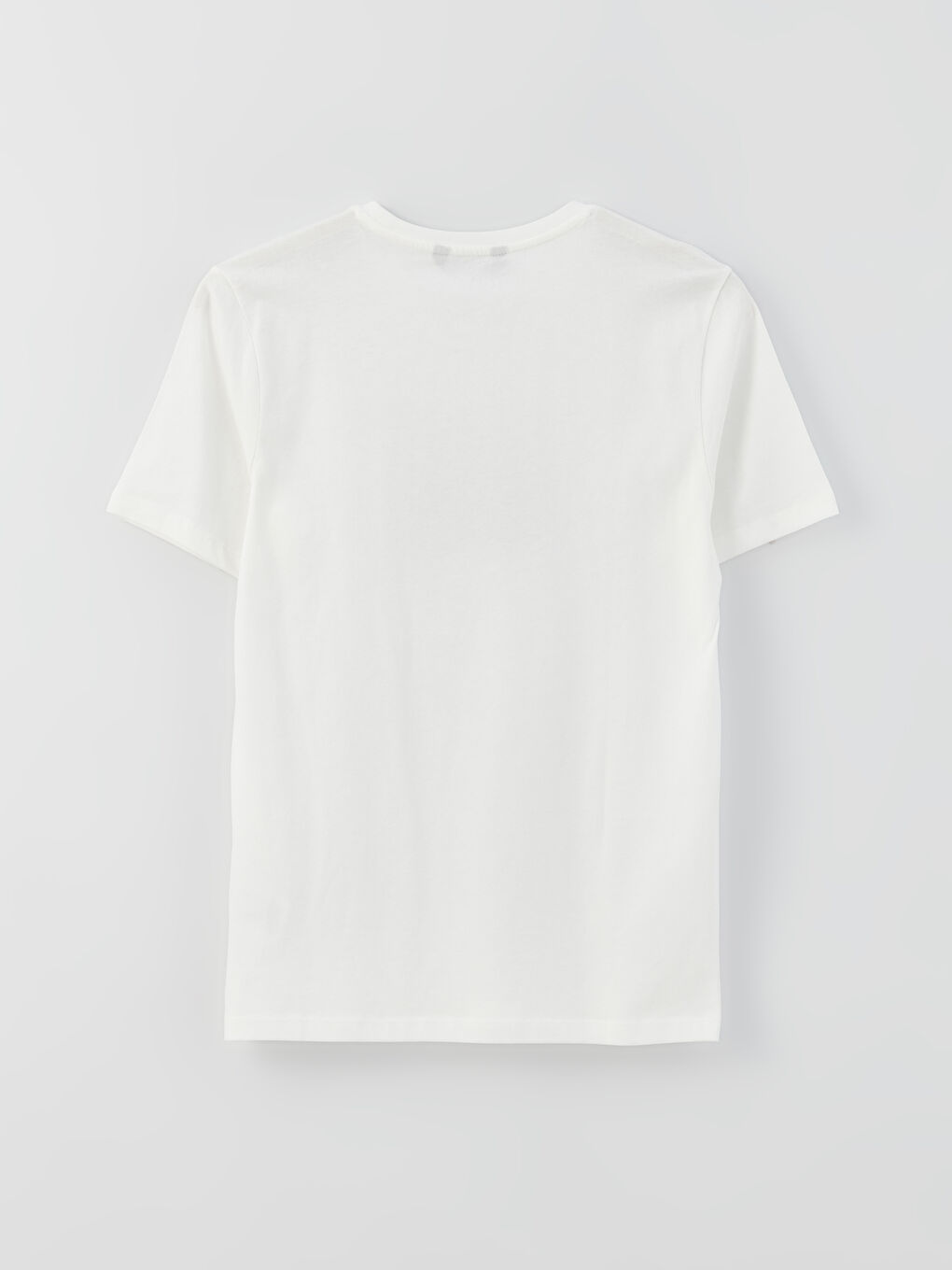 Beyaz Bisiklet Yaka Kısa Kollu Baskılı Penye Erkek Tişört-5