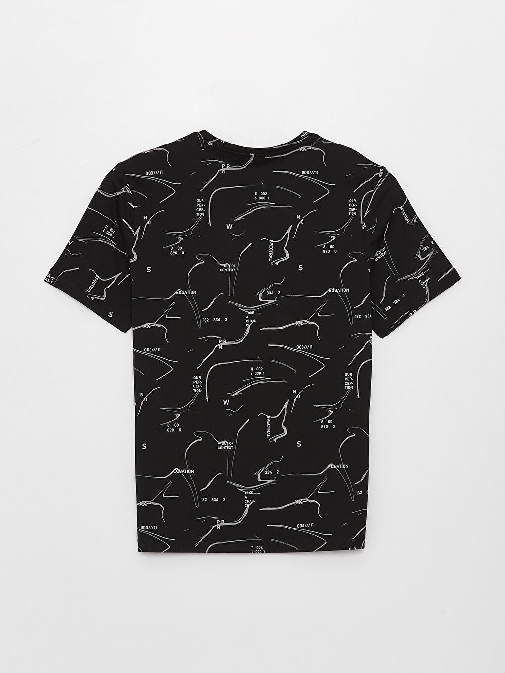 Siyah Bisiklet Yaka Kısa Kollu Baskılı Penye Erkek Tişört-6