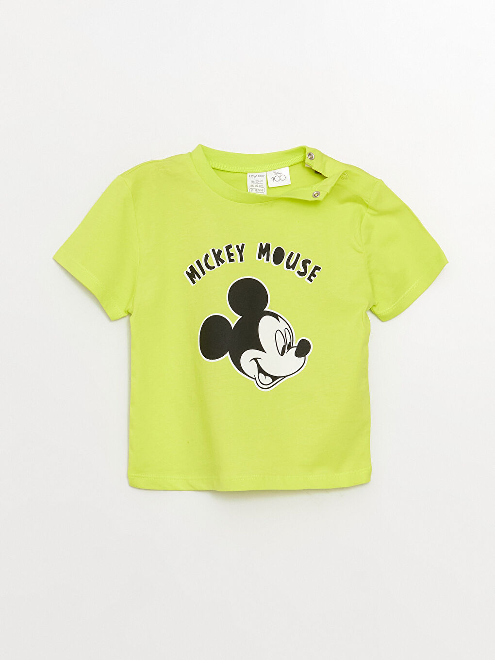 Yeşil Bisiklet Yaka Kısa Kollu Mickey Mouse Baskılı Erkek Bebek Tişört ve Şort 2'li Takım-3