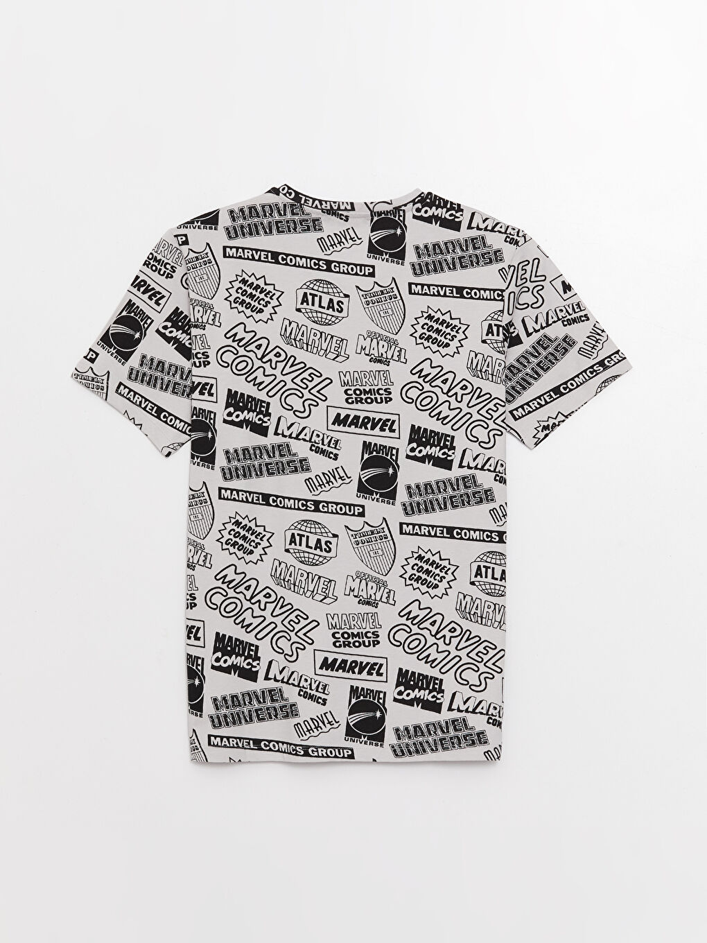 Gri Bisiklet Yaka Kısa Kollu Marvel Baskılı Penye Erkek Tişört-6