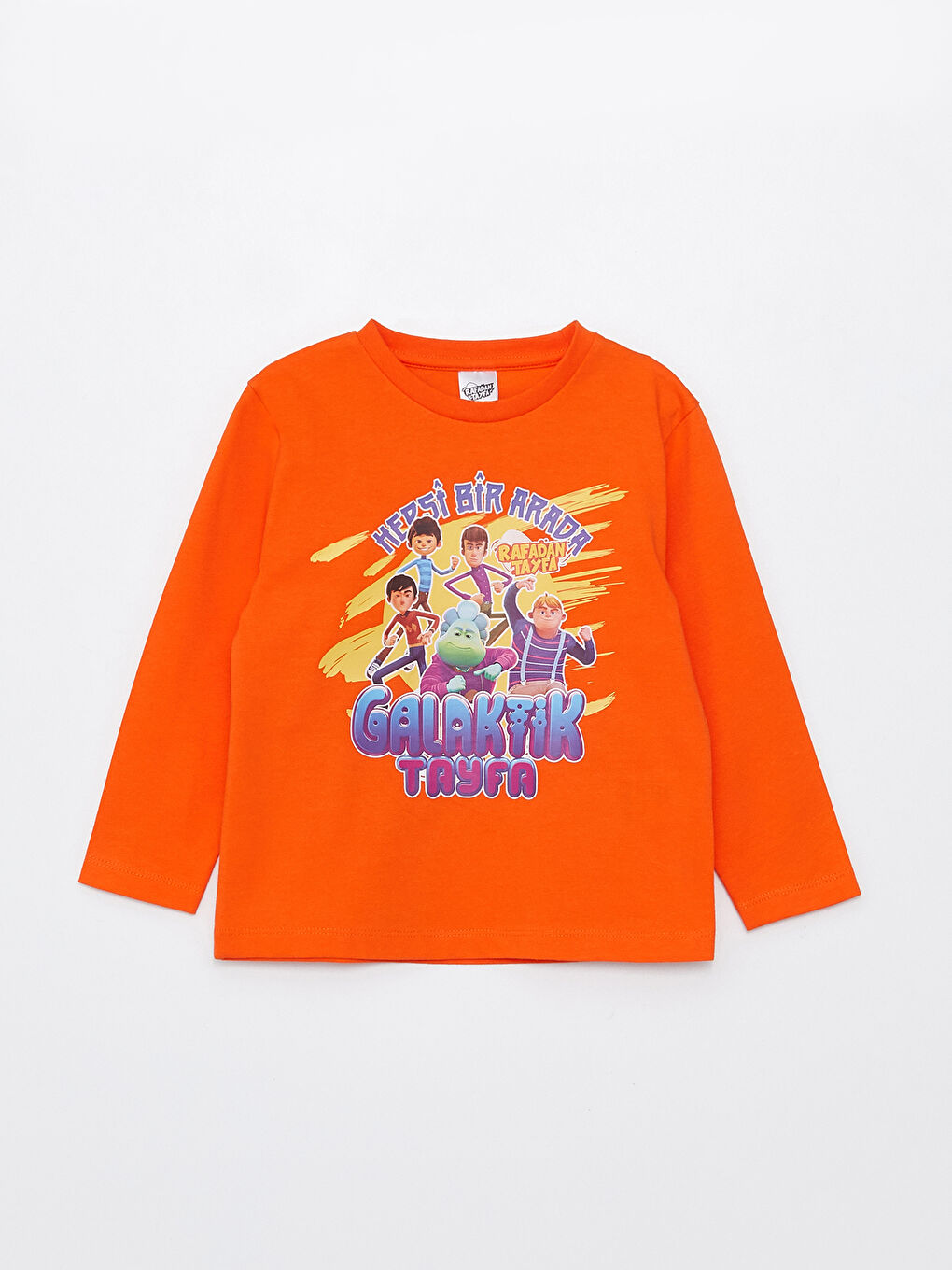 Turuncu Bisiklet Yaka Galaktik Tayfa Baskılı Uzun Kollu Erkek Çocuk Tişört-3