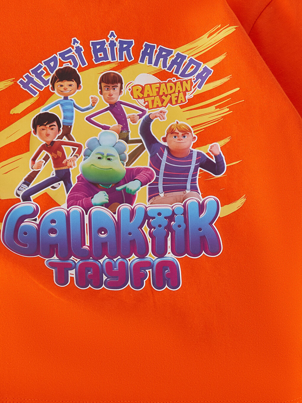 Turuncu Bisiklet Yaka Galaktik Tayfa Baskılı Uzun Kollu Erkek Çocuk Tişört-5