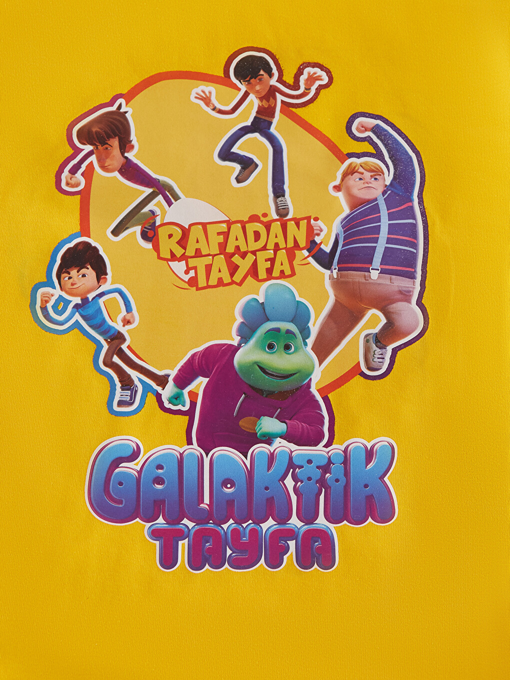 Sarı Bisiklet Yaka Galaktik Tayfa Baskılı Uzun Kollu Erkek Çocuk Tişört-6