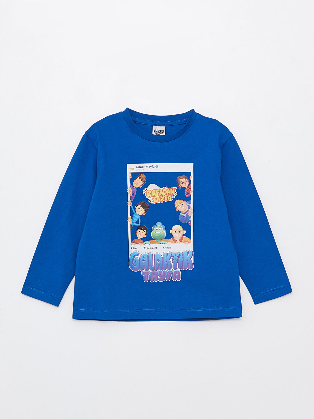 Mavi Bisiklet Yaka Galaktik Tayfa Baskılı Uzun Kollu Erkek Çocuk Tişört-4