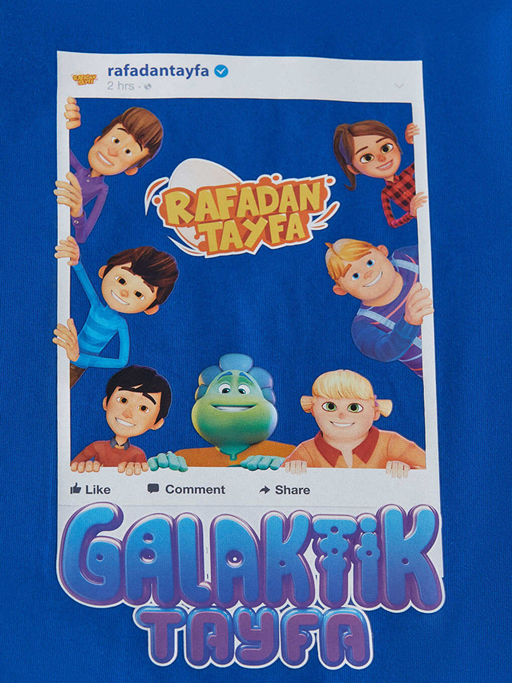 Mavi Bisiklet Yaka Galaktik Tayfa Baskılı Uzun Kollu Erkek Çocuk Tişört-6