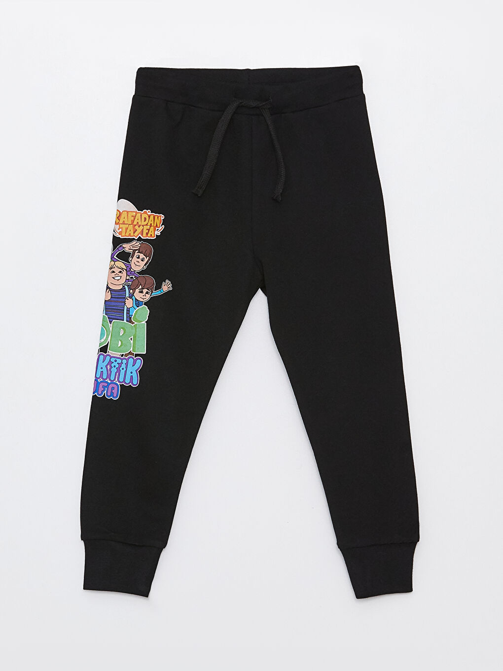 Siyah Beli Lastikli Galaktik Tayfa Baskılı Erkek Çocuk Jogger Eşofman Altı-2