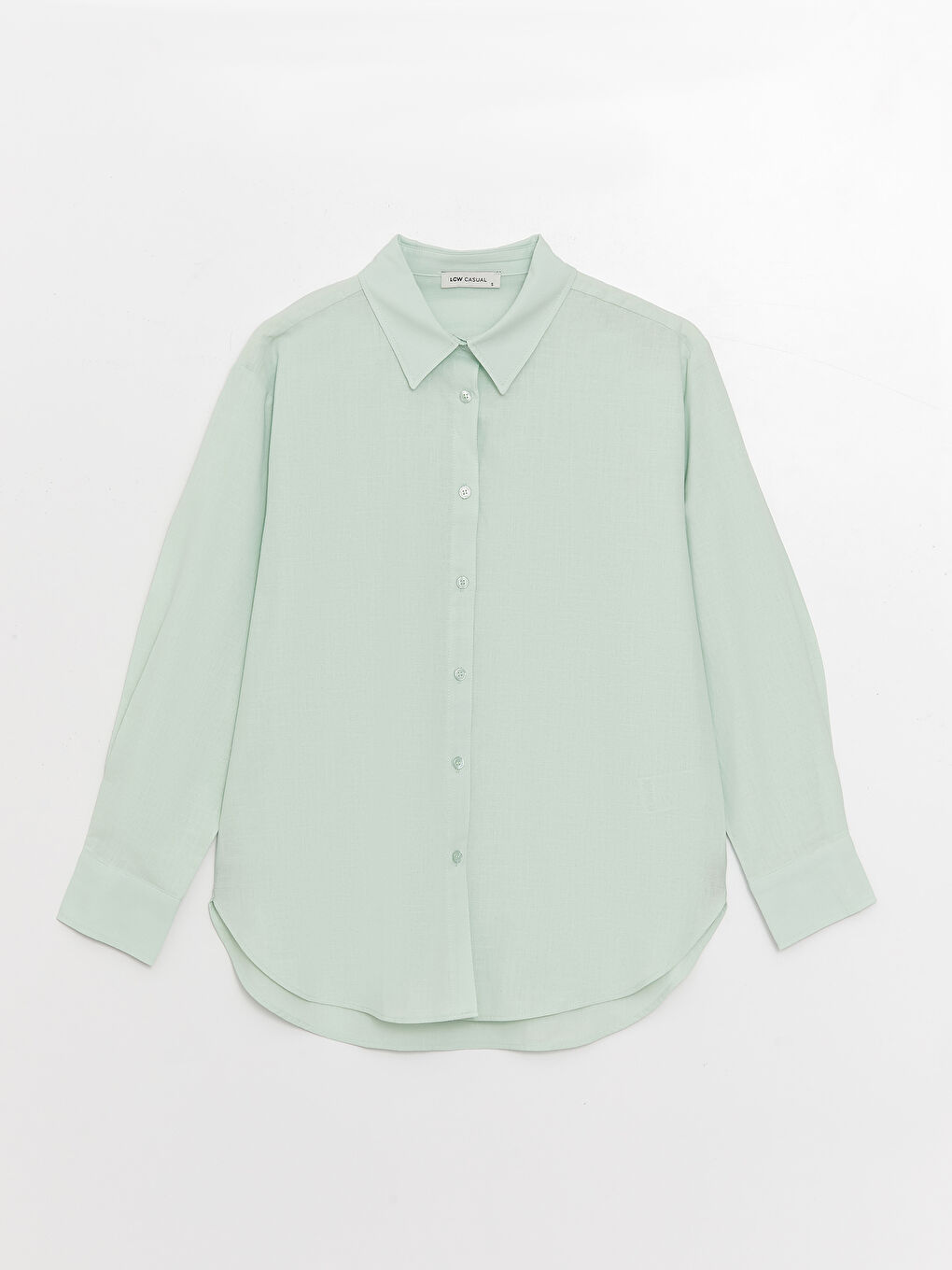 Yeşil Düz Uzun Kollu Oversize Kadın Gömlek-2