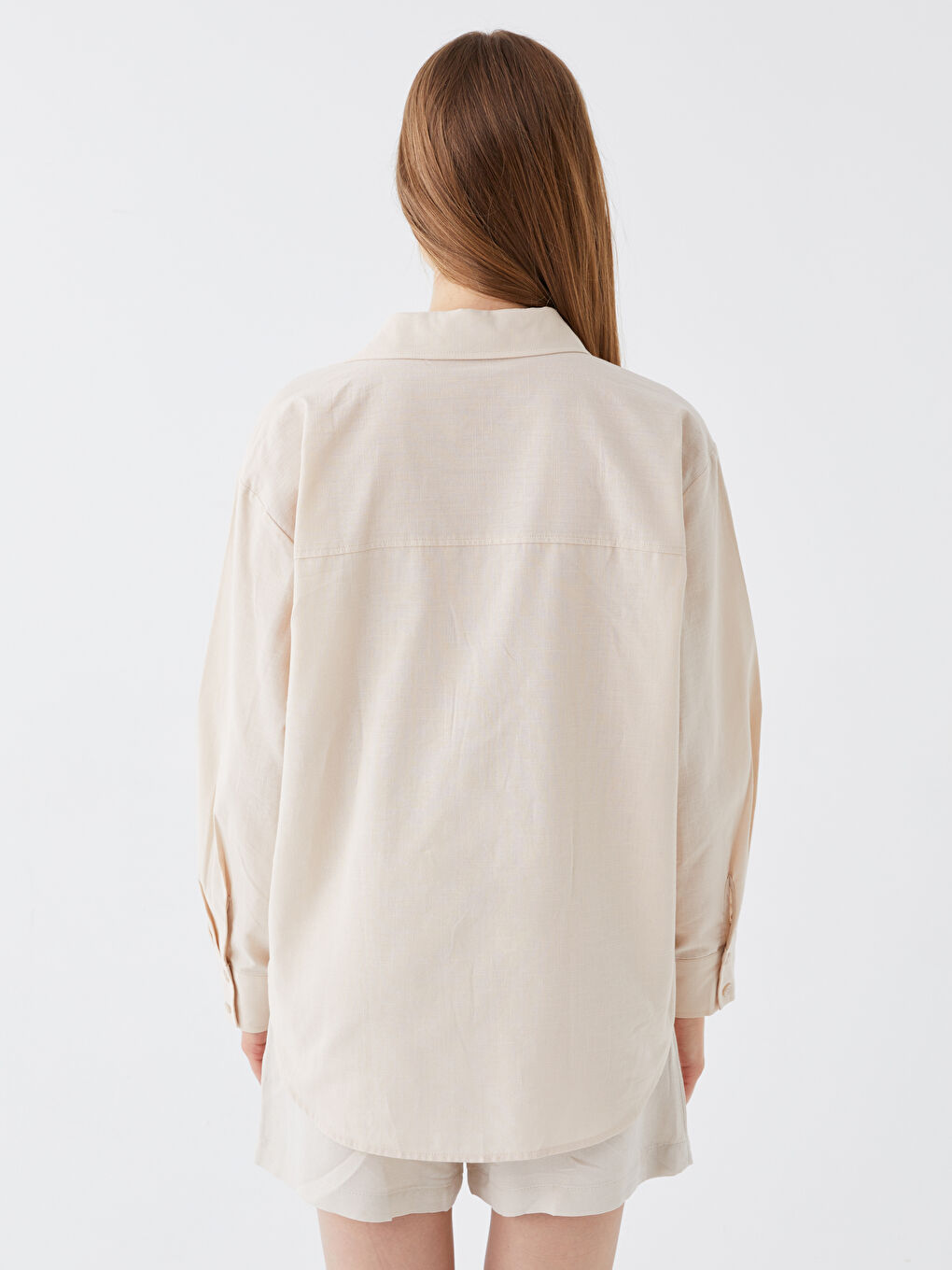 Plain Long Sleeve Oversize Women's Shirt -S3GB51Z8-V3X
