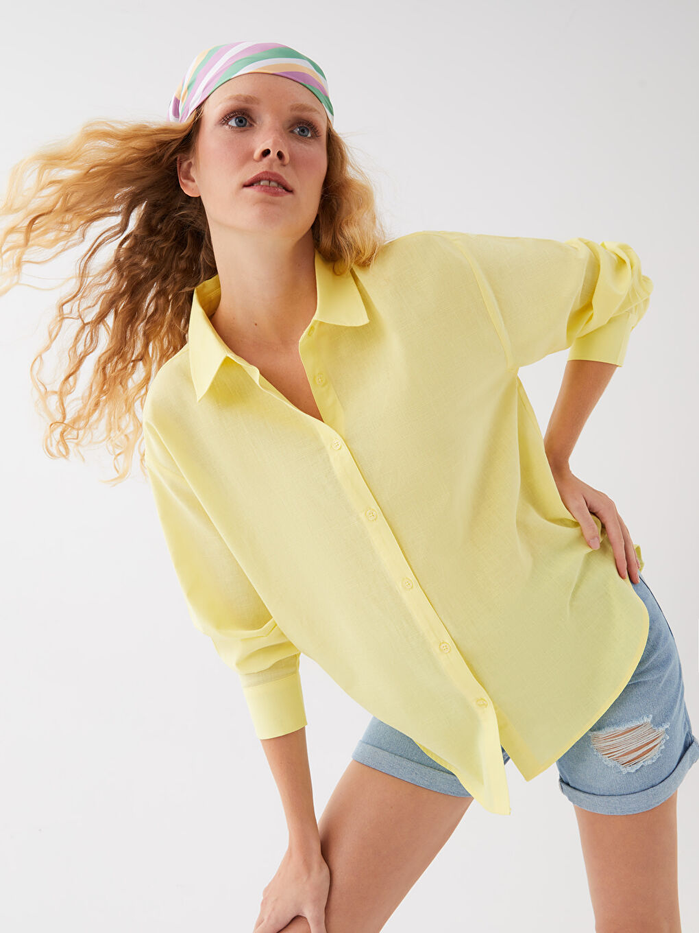 Cămașă Simplă cu Mânecă Lungă Supradimensionată pentru Femei