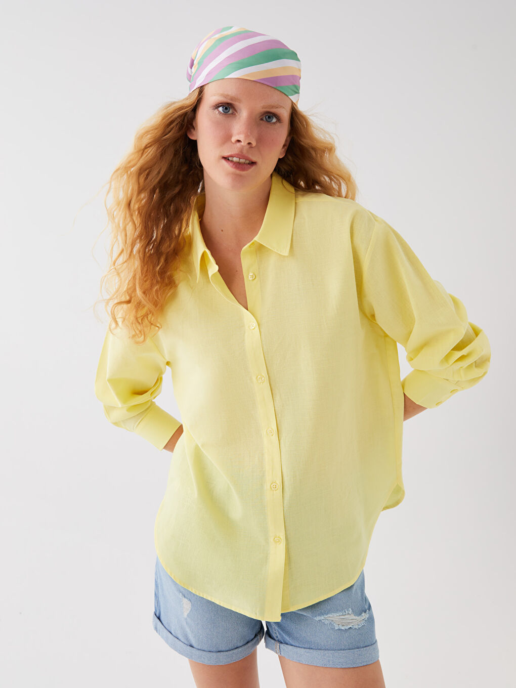 Cămașă Simplă cu Mânecă Lungă Supradimensionată pentru Femei-1