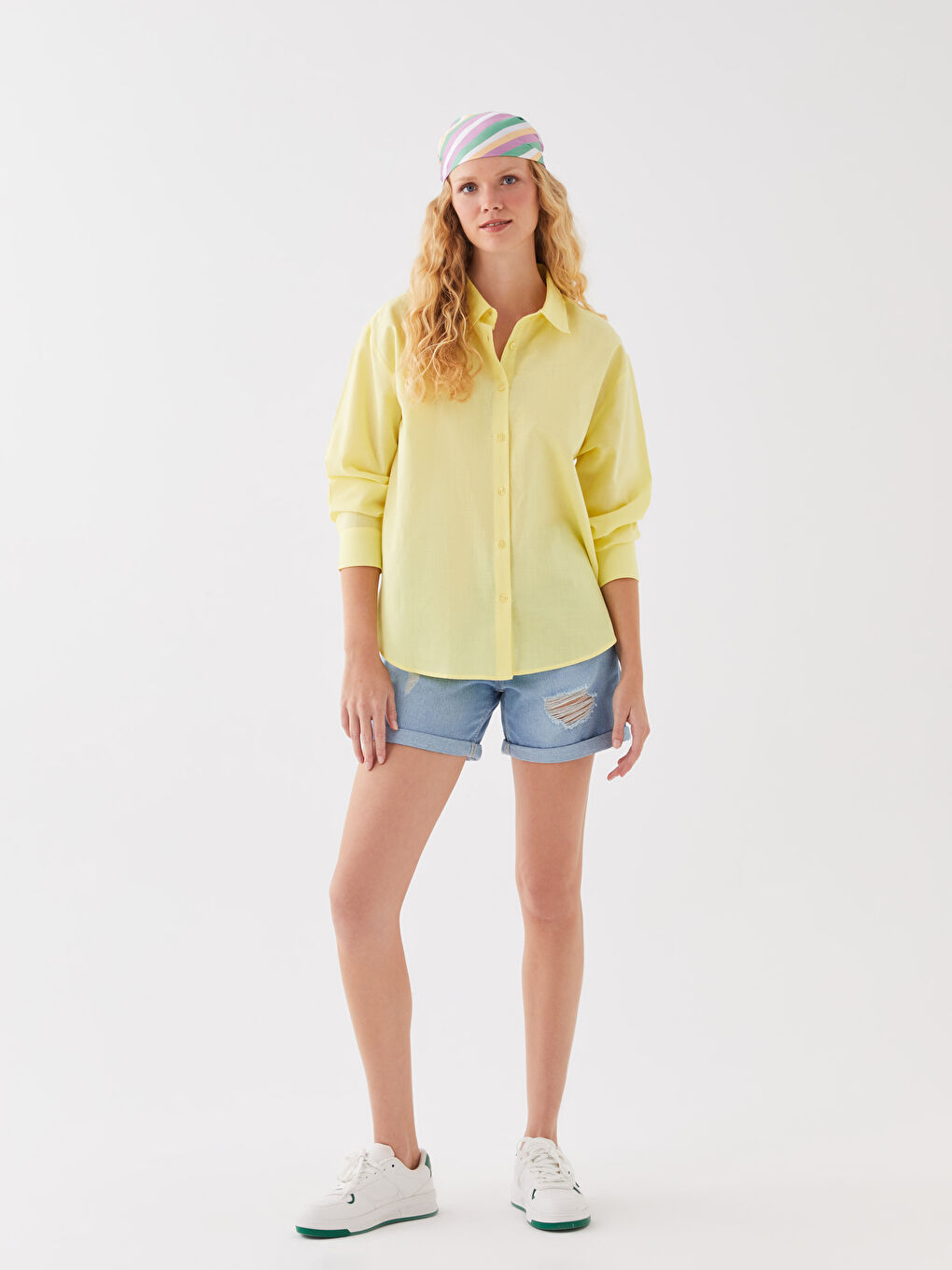 Cămașă Simplă cu Mânecă Lungă Supradimensionată pentru Femei-2