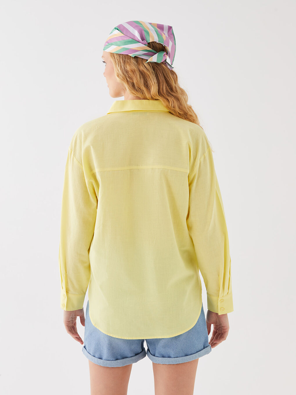 Cămașă Simplă cu Mânecă Lungă Supradimensionată pentru Femei-5