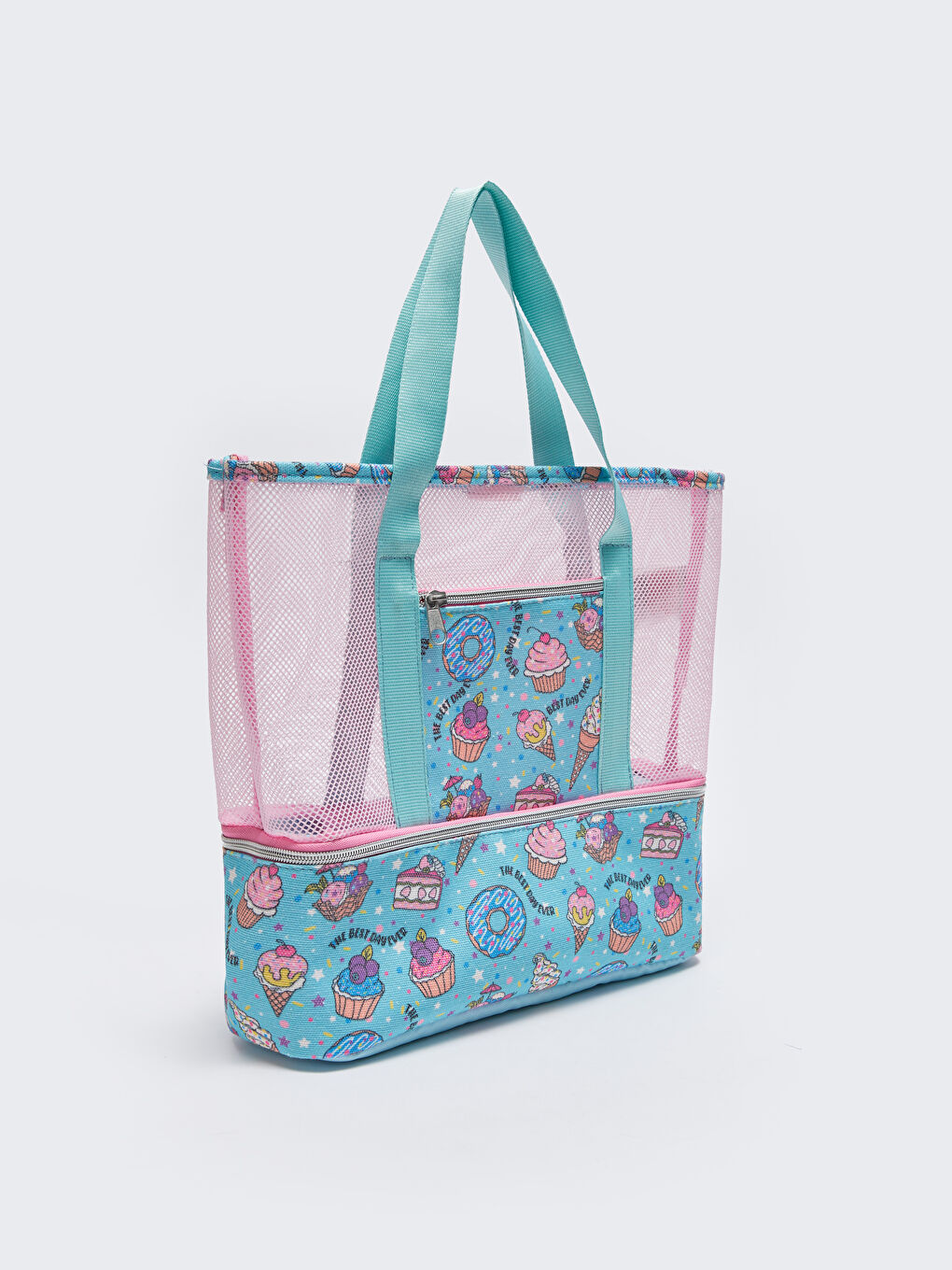 Turkuaz Baskılı Kız Çocuk Tote Çanta-1