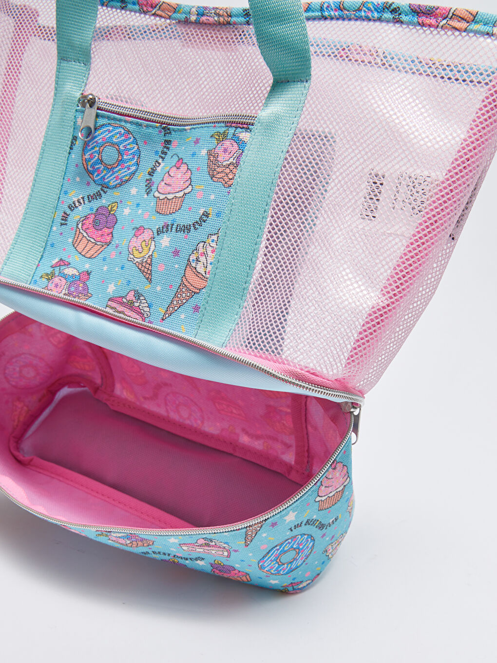 Turkuaz Baskılı Kız Çocuk Tote Çanta-3