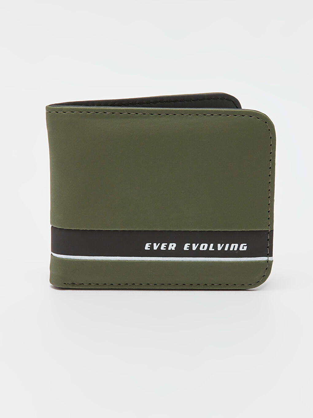 Yeşil Deri Görünümlü Yazı Baskılı Erkek Cüzdan-1