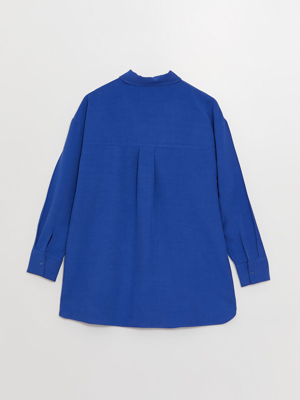 Plain Long Sleeve Linen Blend Oversize Women's Shirt Tunic-6