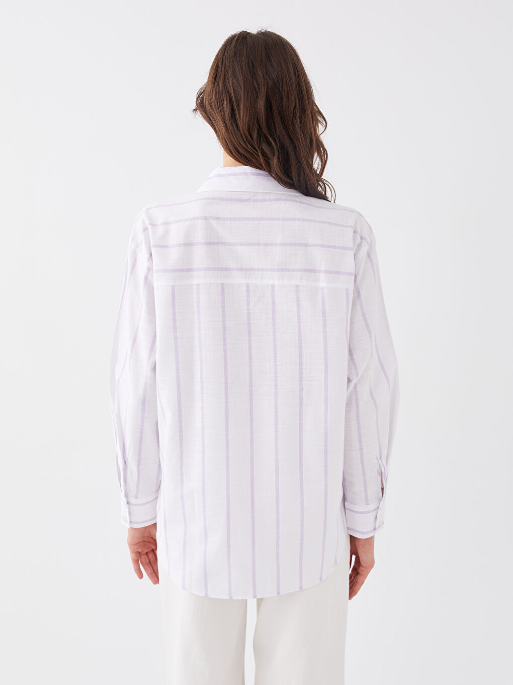Striped Long Sleeve Oversize Women's Shirt-4