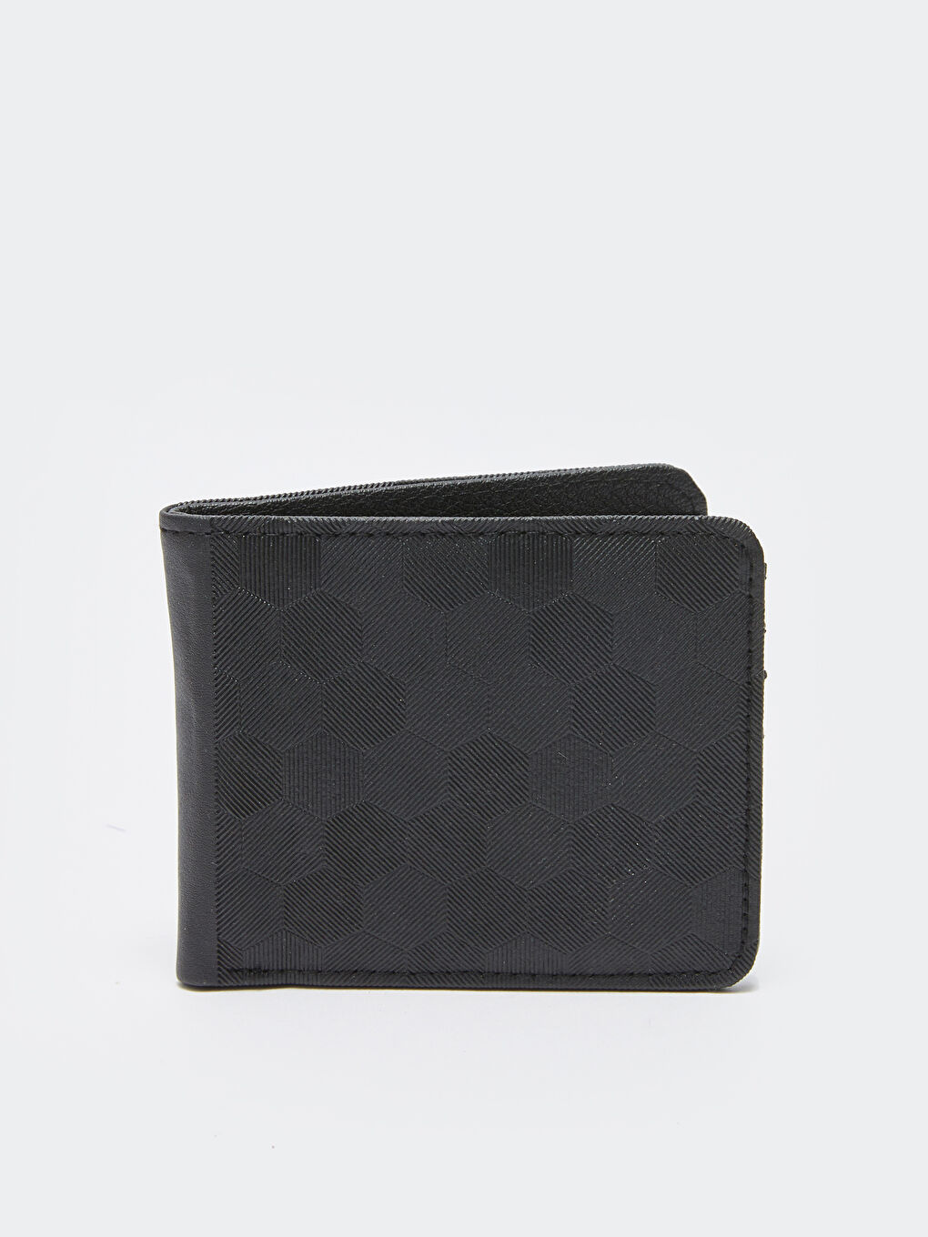 Siyah Deri Görünümlü Desenli Erkek Cüzdan