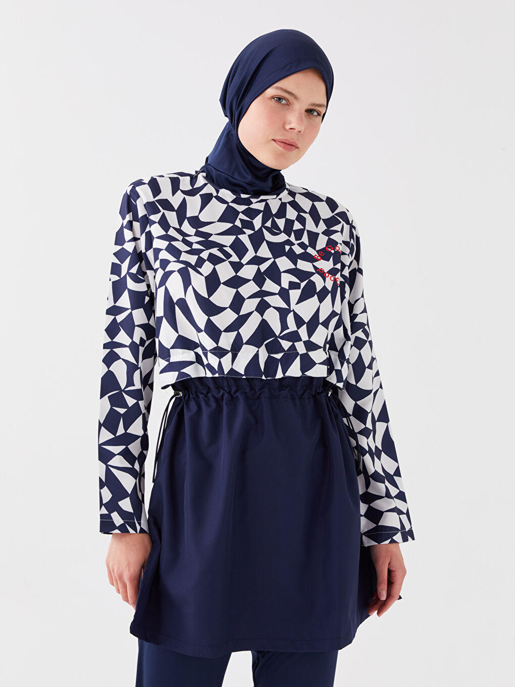 Crew Neck Patterned Long Sleeve Women Hijab Swimsuit Set -S3GC10Z8-LQQ