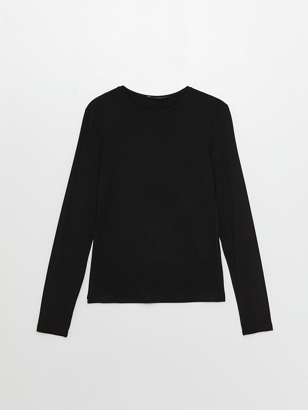 تي شيرت نسائي بأكمام طويلة ورقبة دائرية سادة-4