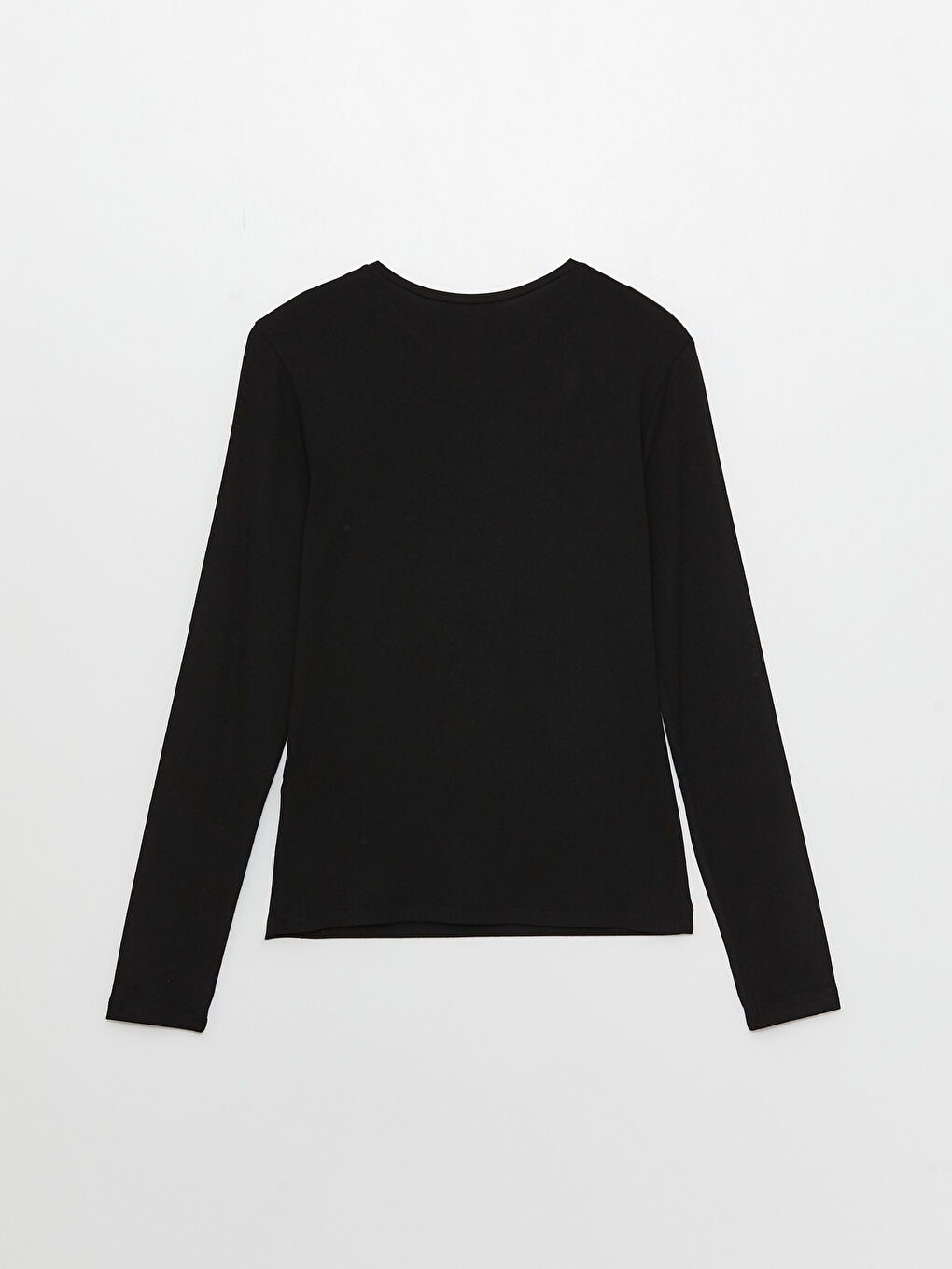 تي شيرت نسائي بأكمام طويلة ورقبة دائرية سادة-5