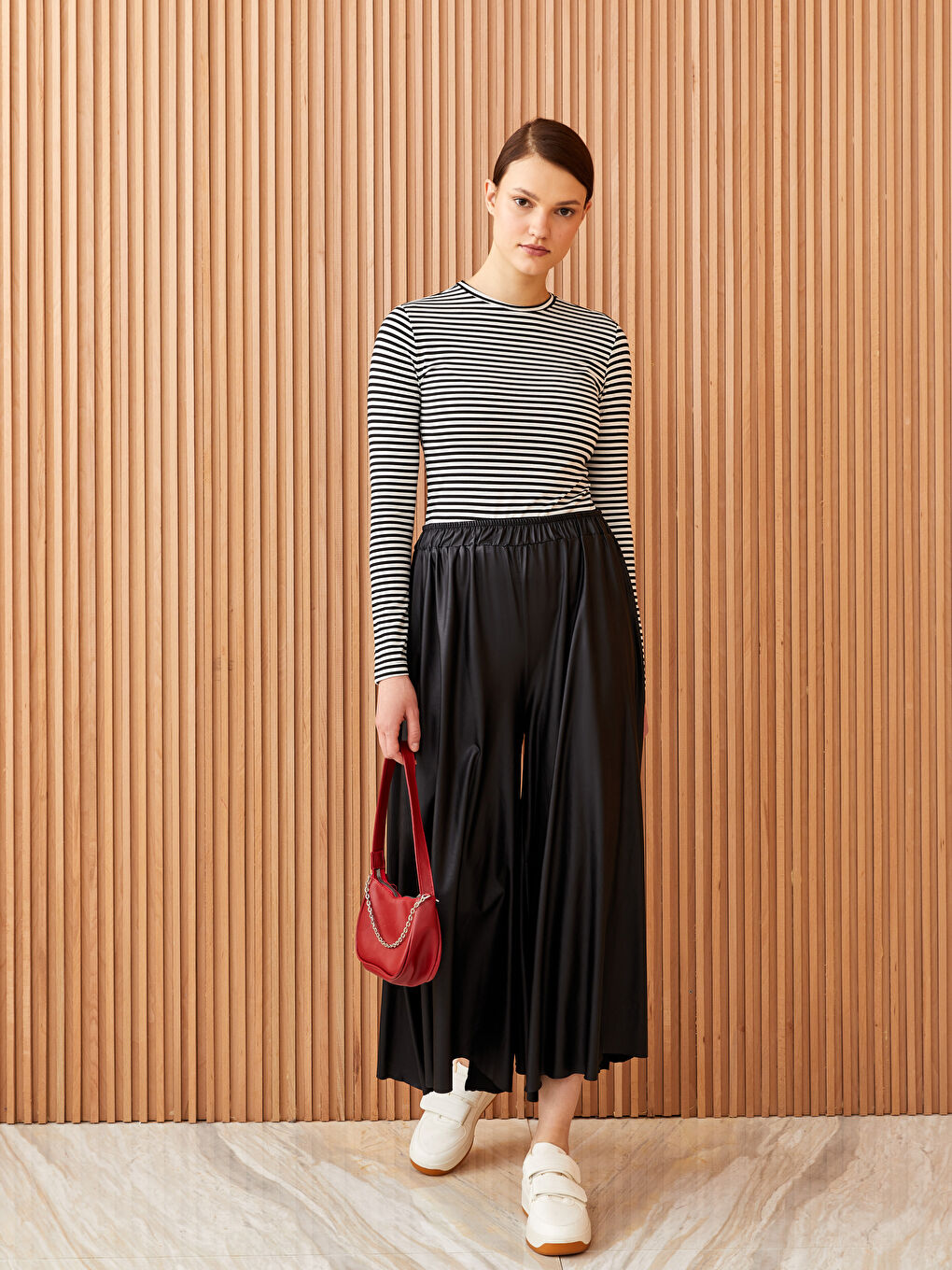 Тениска с кръгло деколте, раирана, с дълъг ръкав за жени-2