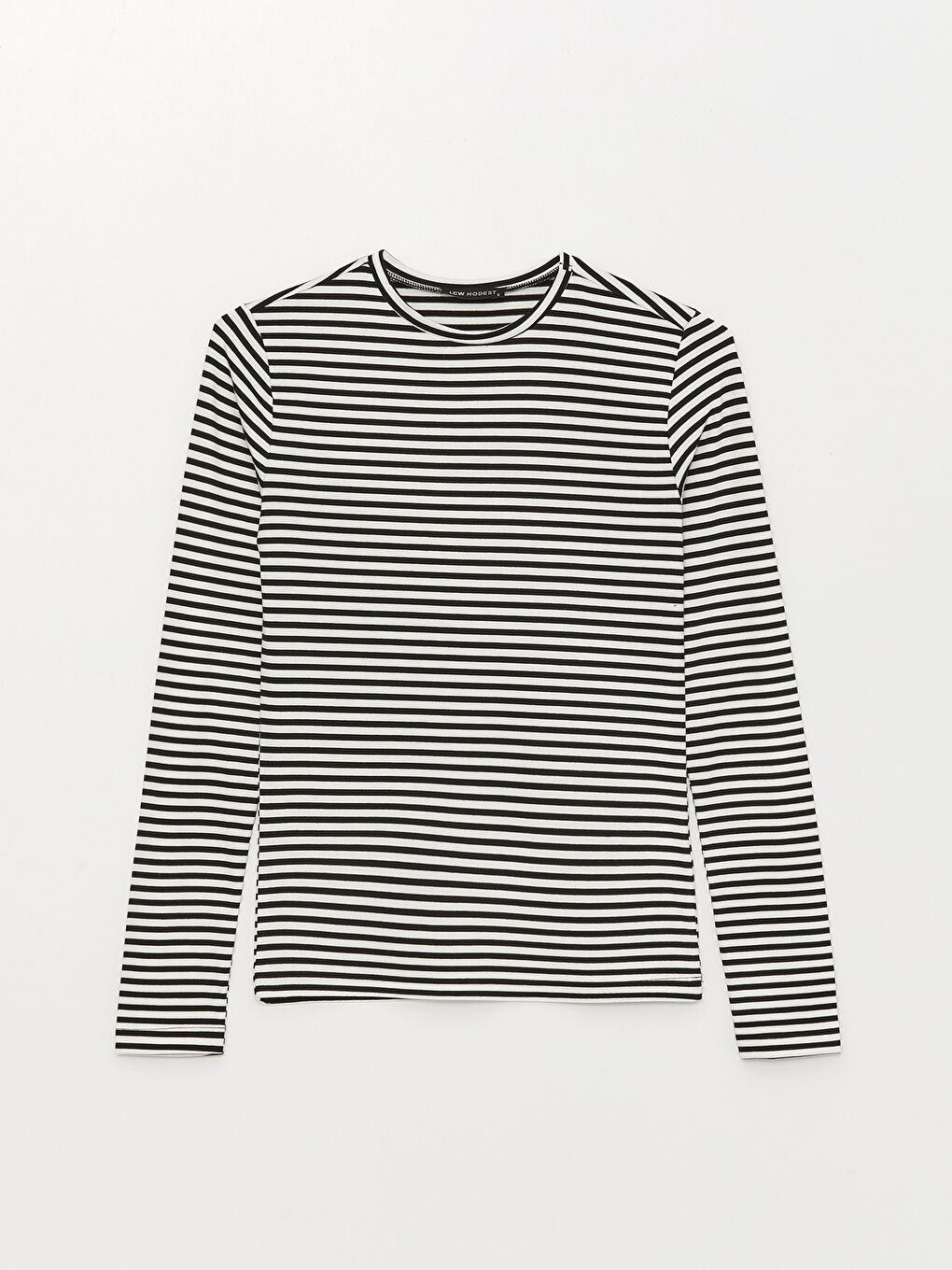 Тениска с кръгло деколте, раирана, с дълъг ръкав за жени-5