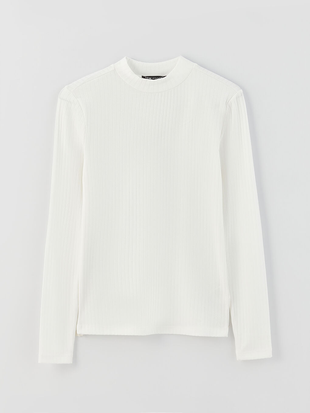 Tricou Femei cu Guler Tip Pâlnie Simplu și Mânecă Lungă-5