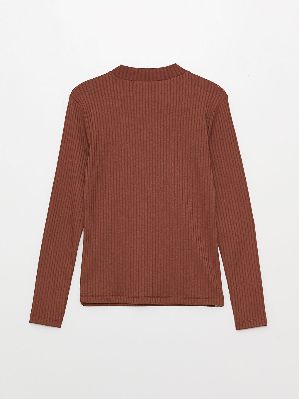 Футболка Женская Однотонная С Длинным Рукавом И Воротником-Трубой-6