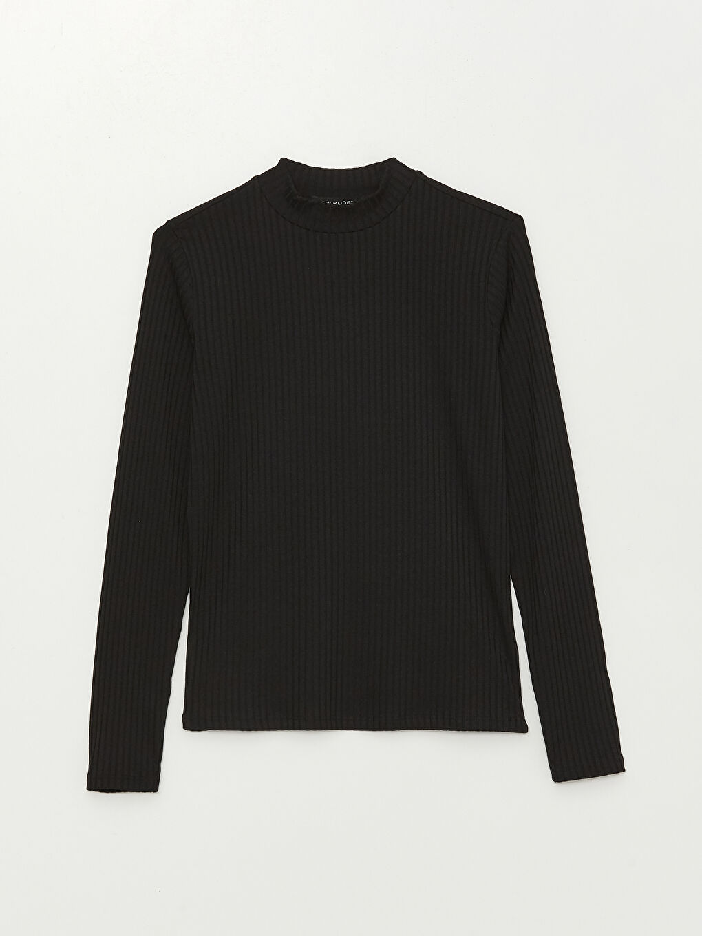 Funnel Neck Plain Long Sleeve Women's T-Shirt-5