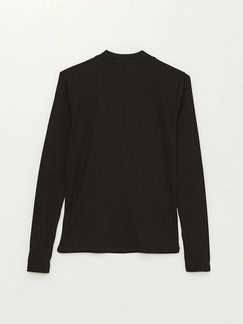 Funnel Neck Plain Long Sleeve Women's T-Shirt-6