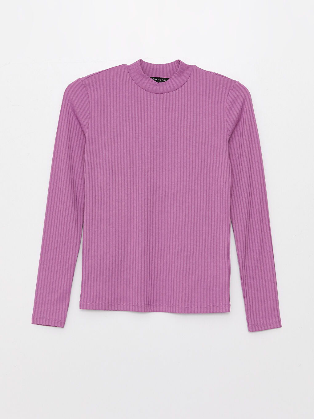 LCW Modest Funnel Neck Plain Long Sleeve Women's T-Shirt -S3GC20Z8-GVD