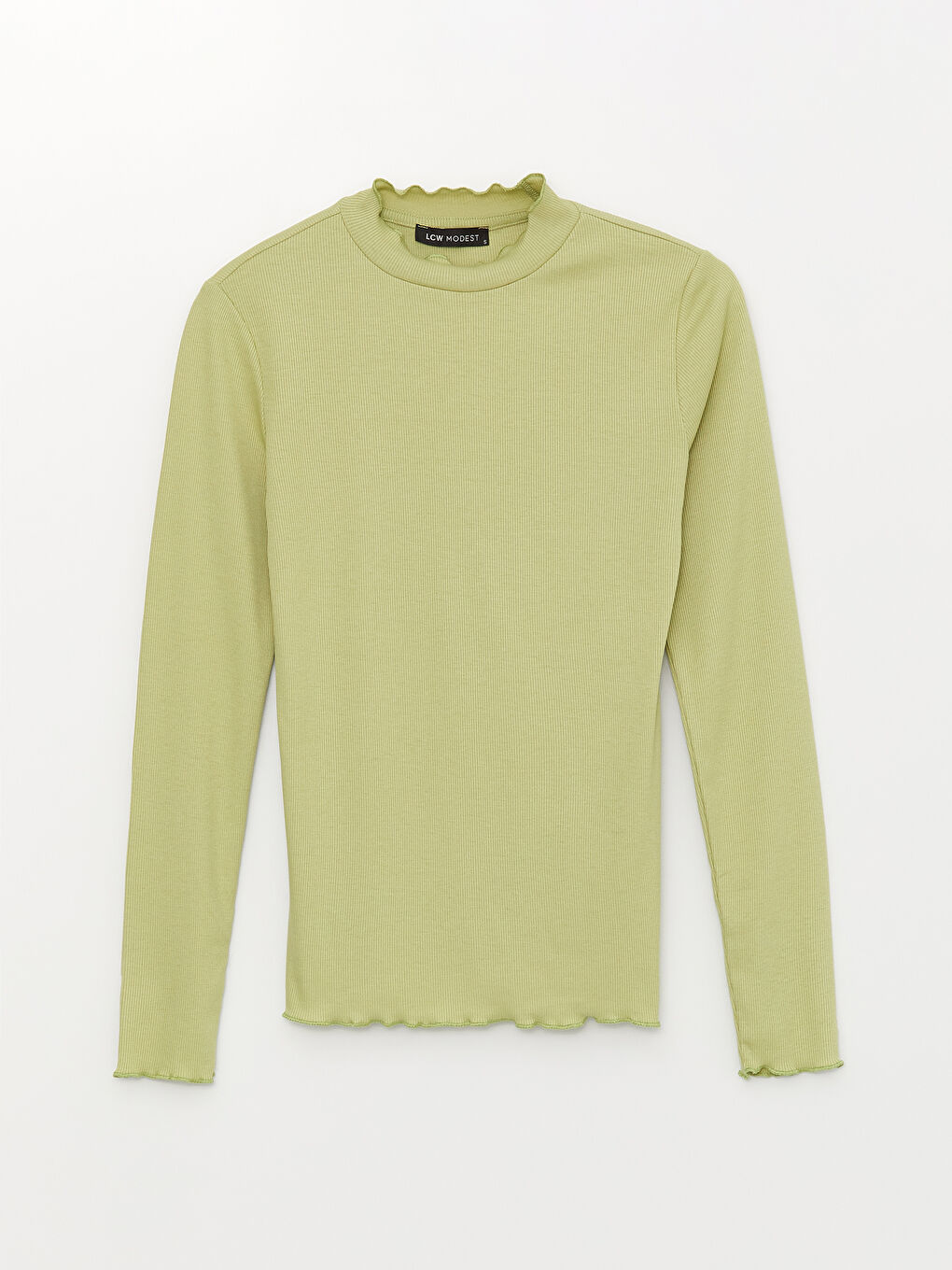 Funnel Neck Plain Long Sleeve Women's T-Shirt-5